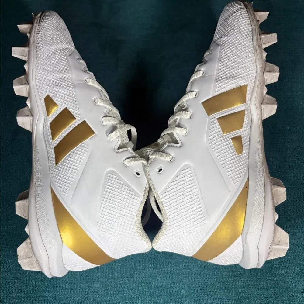 Size 10.5 - Men’s Adidas Adizero Impact2 white/gold cleats